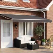 vidaXL Manuell markisram med LED-lampor Vit och antracit 4 × 3,5 m