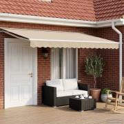 vidaXL Manuell markisram med LED-lampor Beige och vit 4 × 3,5 m
