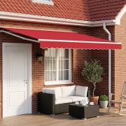 vidaXL Manuell markisram med LED-lampor Röd och Vit 4 × 3,5 m