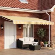 vidaXL Manuell markisram med LED-lampor Gul och Vit 4,5 × 3,5 m