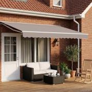 vidaXL Manuell markisram med LED-lampor Ljusgrå och vit. 4,5 × 3,5 m