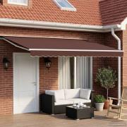 vidaXL Manuell markisram med LED-lampor Brun och vit 5 x 3 m