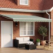 vidaXL Manuell markisram med LED-lampor Grön och Vit 5 × 3,5 m