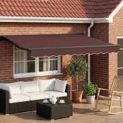 vidaXL Manuell markisram med LED-lampor Brun och antracit 3,5 x 2,5 m