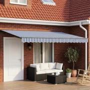 vidaXL Manuell markisram med LED-lampor Blå, Vit, Antracit 4 × 3 m