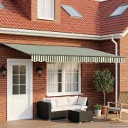 vidaXL Manuell markisram med LED-lampor Grön, Vit, Antracit 4 × 3,5 m