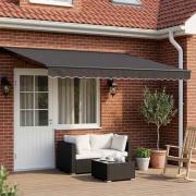 vidaXL Manuell markisram med LED-lampor Antracit 4,5 × 3 m