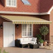 vidaXL Elektrisk Retraktabel Markis Grön, Gul, Vit 4,5 × 3 m