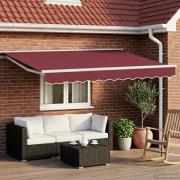 vidaXL Elektrisk Retraktabel Markis Vinröd och Vit 3,5 x 2 m