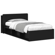 vidaXL Sängram med förvaring Svart 90 x 190 cm Konstruerat trä