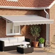 vidaXL Manuell markisram med LED-lampor Vit 3,5 x 2,5 m Aluminium