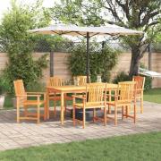 vidaXL Trädgårdsmöbelset 7 pcs Brun Massivt Akaciaträ