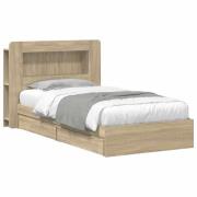 vidaXL Sängram med förvaring Sonoma-ek 90 x 200 cm Konstruerat trä