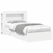 vidaXL Sängram med förvaring Vit 80 x 200 cm Konstruerat trä