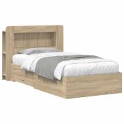 vidaXL Sängram med förvaring Sonoma-ek 100 x 200 cm Konstruerat trä