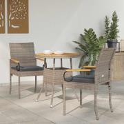 vidaXL Trädgårdsstolar 2 pcs Grå och mörkgrå Poly Rattan och Akacia