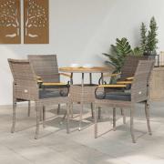 vidaXL Trädgårdsstolar 4 pcs Grå och mörkgrå Poly Rattan och Akacia