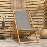 vidaXL Strandstol Ljusgrå Massivt teakträ