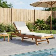 vidaXL Solstol 1-person Brun och Kräm Massivt teakträ