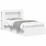 vidaXL Sängram med förvaring Vit 80 x 200 cm Konstruerat trä
