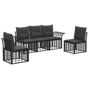 vidaXL Utomhussoffset med kudde 5 pcs Svart och Mörkgrå Polyester