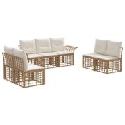 vidaXL Utomhussoffset med kudde 7 pcs Naturlig och Creamvit Polyester