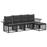 vidaXL Utomhussoffset med kudde 5 pcs Svart och Mörkgrå Polyester