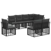 vidaXL Utomhussoffset med kudde 8 pcs Svart och Mörkgrå Polyester