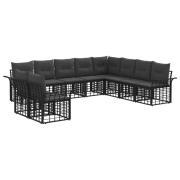 vidaXL Utomhussoffset med kudde 10 pcs Svart och Mörkgrå Polyester