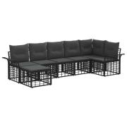 vidaXL Utomhussoffset med kudde 7 pcs Svart och Mörkgrå Polyester