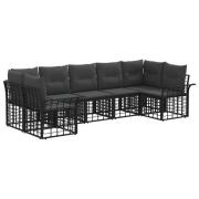 vidaXL Utomhussoffset med kudde 7 pcs Svart och Mörkgrå Polyester