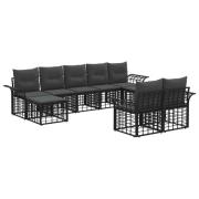 vidaXL Utomhussoffset med kudde 9 pcs Svart och Mörkgrå Polyester