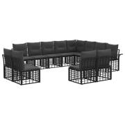 vidaXL Utomhussoffset med kudde 12 pcs Svart och Mörkgrå Polyester