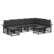 vidaXL Utomhussoffset med kudde 9 pcs Svart och Mörkgrå Polyester