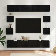 vidaXL TV-bänkset 8 pcs 100 x 30 x 30 cm Svart ek Konstruerat trä