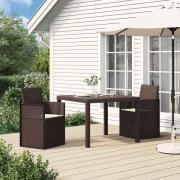 vidaXL Trädgårdsmatstolar 2 pcs Brun och gräddvit PP