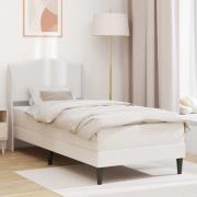 vidaXL Sängram med huvudgavel Vit 100 x 200 cm Konstläder