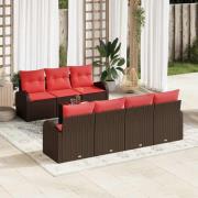 vidaXL Soffset 8 pcs Brun och Röd Polyester