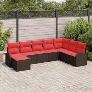 vidaXL Trädgårdsoffset 8 pcs Brun Poly rattan