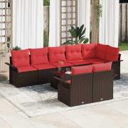 vidaXL Trädgårdsoffset med lagring 9 pcs Brun konstrotting