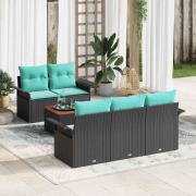 vidaXL Trädgårdsoffset med lagring 6 pcs Svart och turkos konstrotting