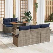 vidaXL Trädgårdsoffset med lagring 6 pcs Grå Poly rattan