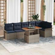 vidaXL Trädgårdsoffset med lagring 7 pcs Grå Poly rattan