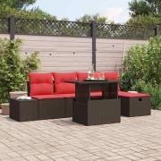 vidaXL Trädgårdsoffset med kudde med lagring 6 pcs konstrotting