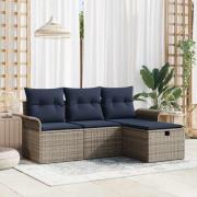 vidaXL Trädgårdsoffset med kudde med lagring 4 pcs Poly rattan