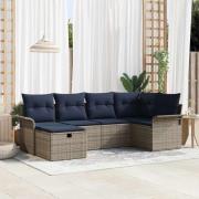 vidaXL Trädgårdsoffset med kudde med lagring 6 pcs Poly rattan