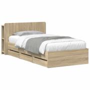 vidaXL Sängram med förvaring Sonoma-ek 75 x 190 cm Konstruerat trä