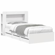 vidaXL Sängram med förvaring Vit 100 x 200 cm Konstruerat trä