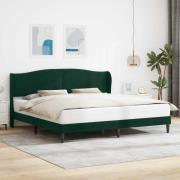 vidaXL Sängram med huvudgavel Mörkgrön 200 x 200 cm Sammet