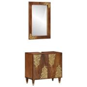 vidaXL Badrumsskåpsset Väggmonterad 2 pcs Honung brun Massivt mangoträ